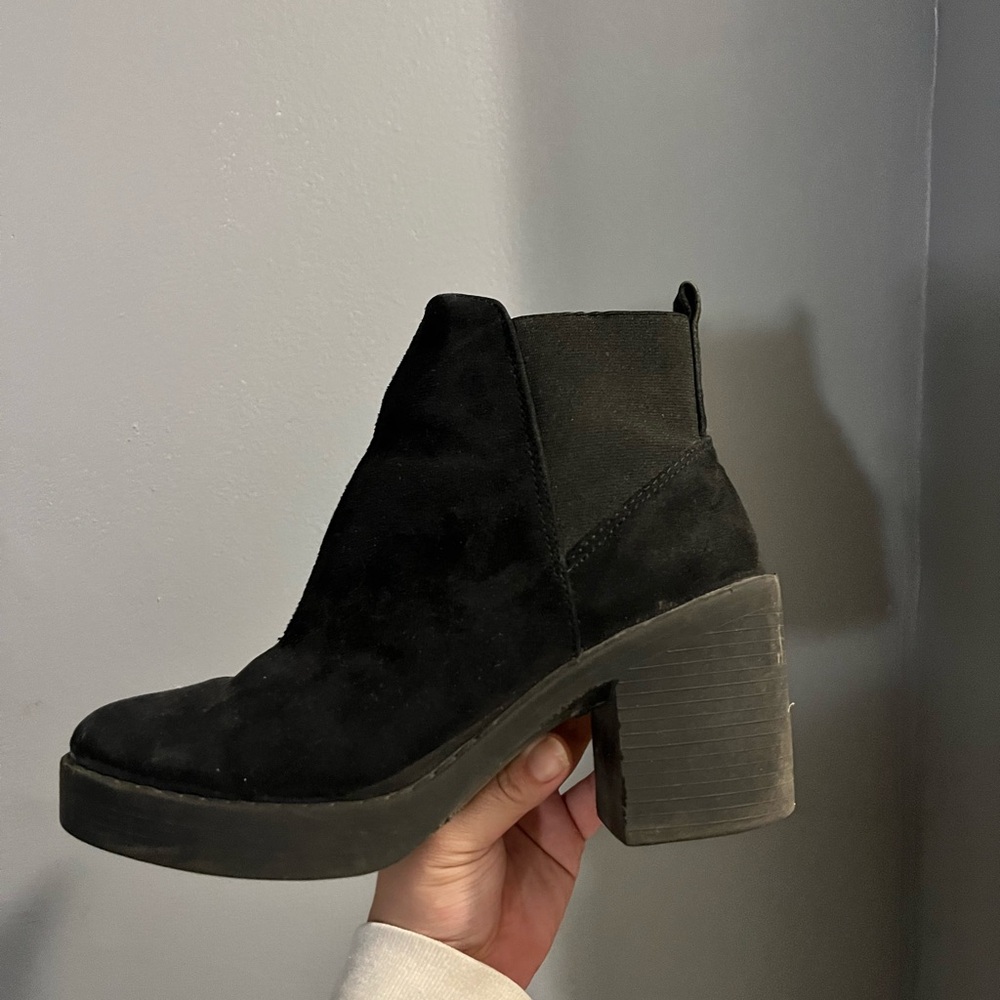 Velvet chunky ankle boots